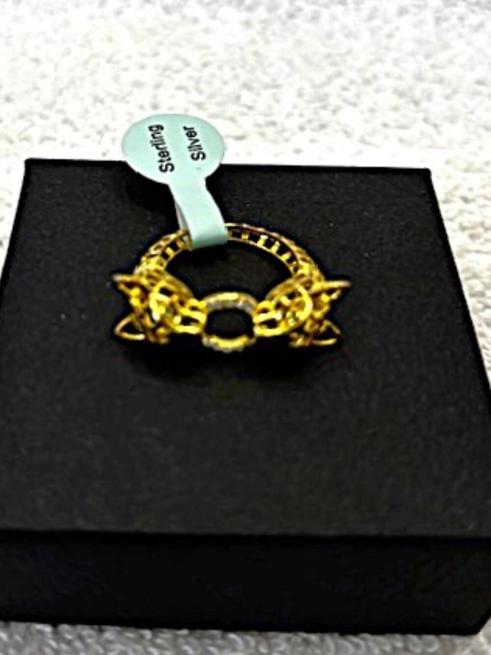 Sterling silver double headed "Panther" ring with gold tone overlay NWT